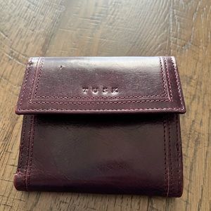 Tusk wallet burgundy leather multi card slots